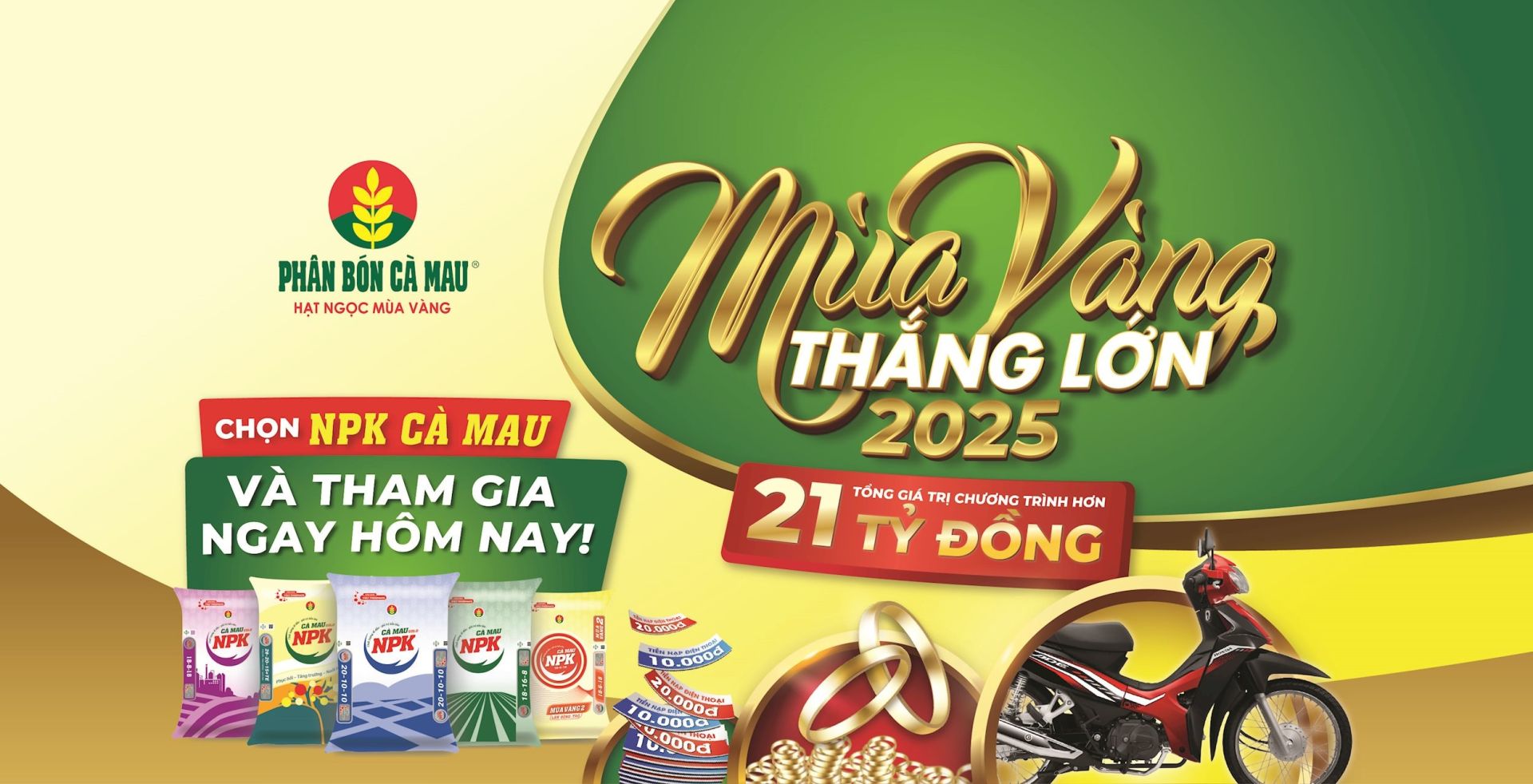 Mỗi bao NPK Cà Mau mang đến cơ hội vui thắng lớn cùng “Mùa Vàng Thắng Lớn 2025”