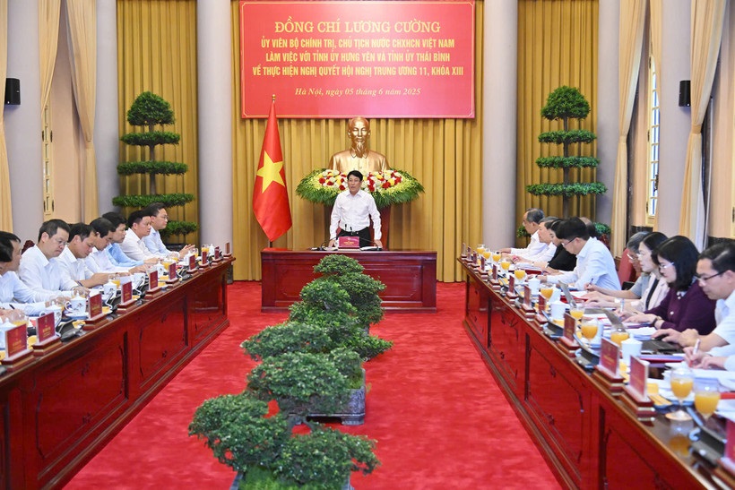 Chủ tịch nước Lương Cường làm việc với Tỉnh ủy Hưng Yên và Tỉnh ủy Thái Bình