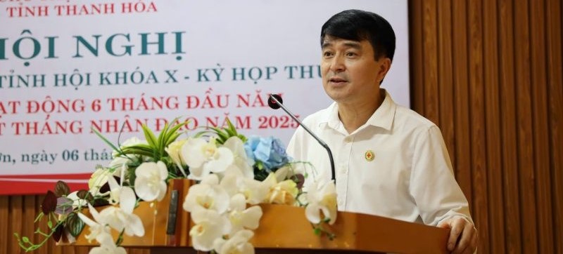 Chủ tịch Hội Chữ thập đỏ tỉnh Nguyễn Quốc Thanh phát biểu khai mạc hội nghị. Chủ tịch Hội Chữ thập đỏ tỉnh Nguyễn Quốc Thanh phát biểu khai mạc hội nghị.