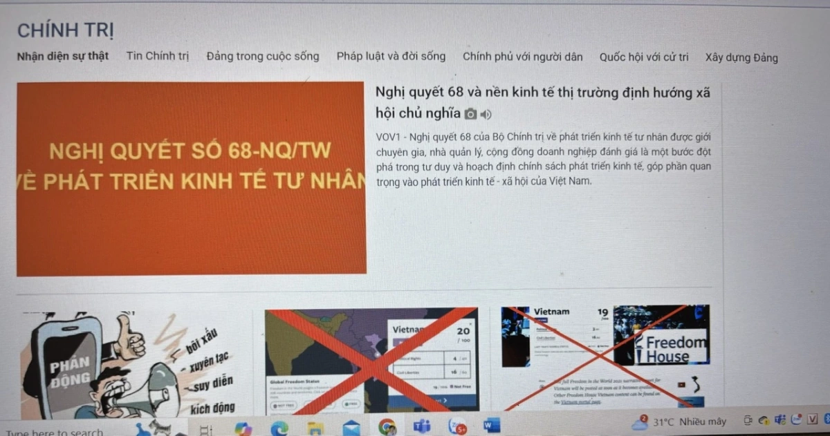 “Nhận diện sự thật” là một trong hai chuyên mục chủ lực trên Kênh Thời sự (VOV1), Đài TNVN thực hiện tuyên truyền Nghị quyết 35 về bảo vệ nền tảng tư tưởng của Đảng, đấu tranh phản bác các quan điểm sai trái, thù địch.