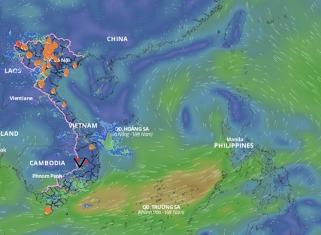 Xuất hiện một vùng áp thấp trên khu vực Bắc Biển Đông