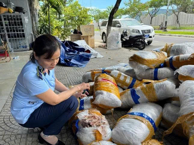 Đà Nẵng: Phát hiện 700kg mực khô đã hư hỏng bị vứt bỏ trên vỉa hè