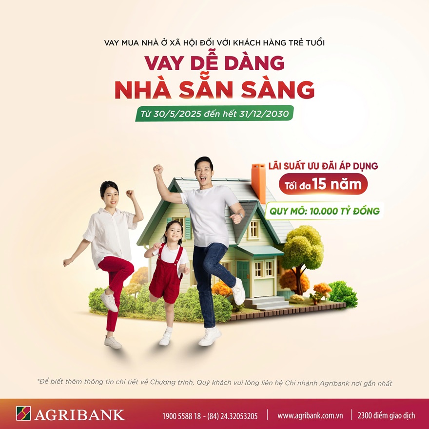 Mở rộng cánh cửa an cư cho người trẻ với gói tín dụng ưu đãi 10.000 tỷ đồng từ Agribank