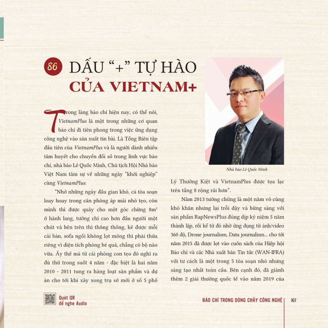 Những trang viết của nhà báo Lê Quốc Minh, người sáng lập, Tổng Biên tập đầu tiên của Báo Điện tử VietnamPlus trong cuốn sách.