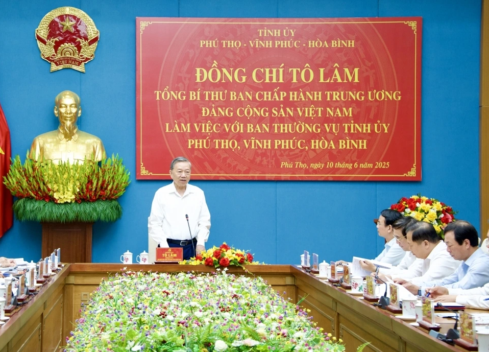 Tổng Bí thư Tô Lâm làm việc với Ban Thường vụ Tỉnh ủy Phú Thọ, Vĩnh Phúc, Hòa Bình