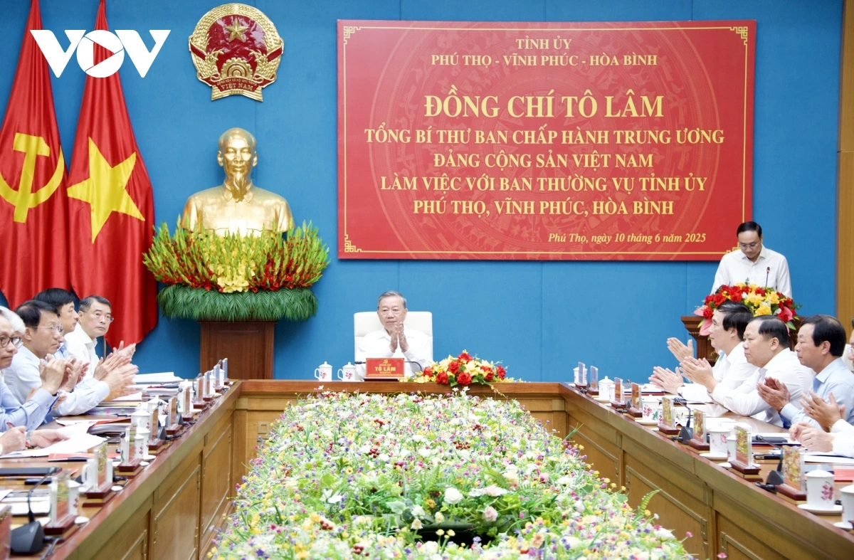 Tổng Bí thư Tô Lâm làm việc với Ban Thường vụ Tỉnh ủy Phú Thọ, Vĩnh Phúc, Hòa Bình