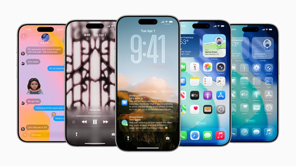 Giao diện iOS 26 với các nút điều khiển trong suốt. Ảnh: Apple Giao diện iOS 26 với các nút điều khiển trong suốt. Ảnh: Apple