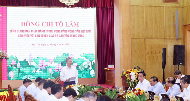 Tổng Bí thư Tô Lâm phát biểu chỉ đạo. (Ảnh: TTXVN)