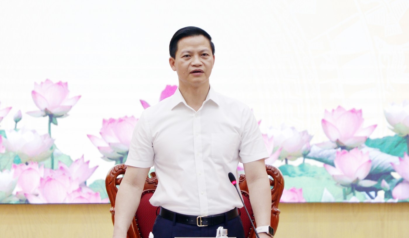 Chủ tịch UBND tỉnh Bắc Ninh Vương Quốc Tuấn phát biểu chỉ đạo phiên họp.