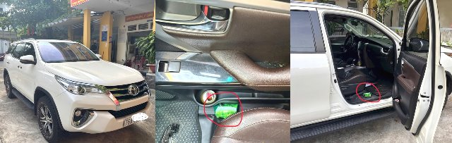 Phương tiện và tang vật thu giữ trên xe ô tô.