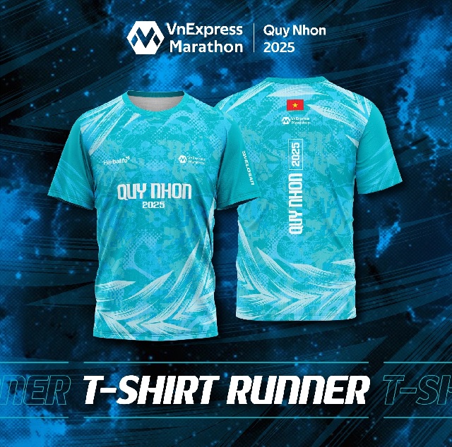 Ấn tượng sóng biển Quy Nhơn trên áo đấu VnExpress Marathon Quy Nhơn 2025. Ảnh: BTC Ấn tượng sóng biển Quy Nhơn trên áo đấu VnExpress Marathon Quy Nhơn 2025. Ảnh: BTC