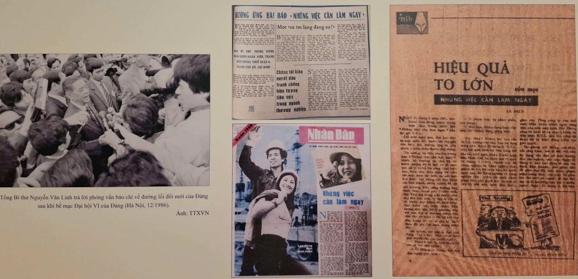 Chuyên mục “Những việc cần làm ngay” đăng trên Báo Nhân dân của Tổng Bí thư Nguyễn Văn Linh đã nâng vị thế của báo chí, thể hiện vai trò tiên phong của báo chí trong công cuộc Đổi mới, đặc biệt là trong mặt trận chống tiêu cực. Ảnh Tư liệu. Chuyên mục “Những việc cần làm ngay” đăng trên Báo Nhân dân của Tổng Bí thư Nguyễn Văn Linh đã nâng vị thế của báo chí, thể hiện vai trò tiên phong của báo chí trong công cuộc Đổi mới, đặc biệt là trong mặt trận chống tiêu cực. Ảnh Tư liệu.