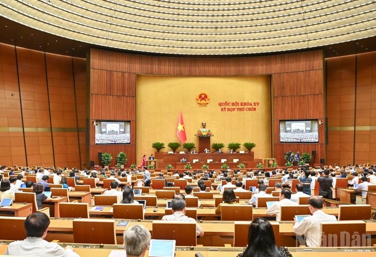 Quang cảnh phiên họp của Quốc hội, sáng 14/6/2025. (Ảnh: DUY LINH)