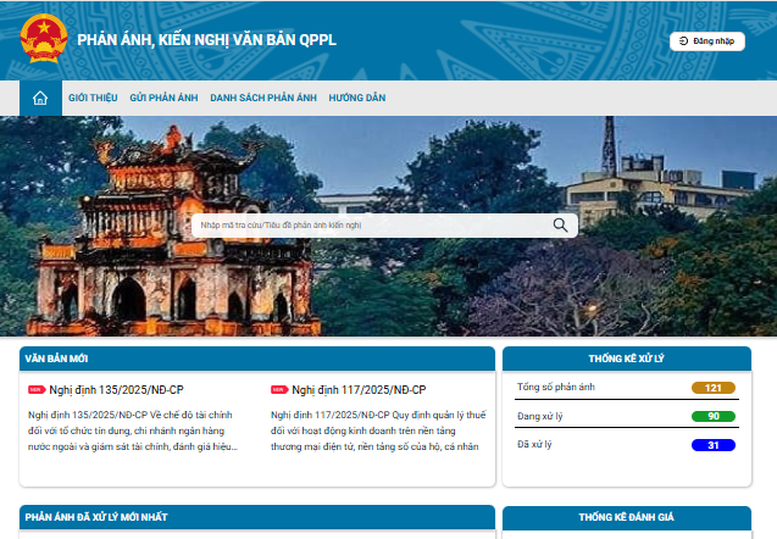 Trước 20/6/2025, hoàn thành tích hợp Hệ thống thông tin tiếp nhận, xử lý phản ánh, kiến nghị về VBQPPL với Cổng TTĐT bộ, ngành, địa phương