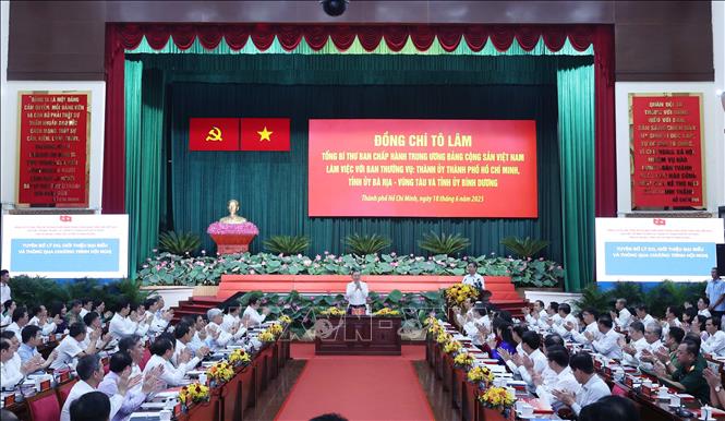 Tổng Bí thư Tô Lâm chủ trì buổi làm việc. Ảnh: Thống Nhất/TTXVN