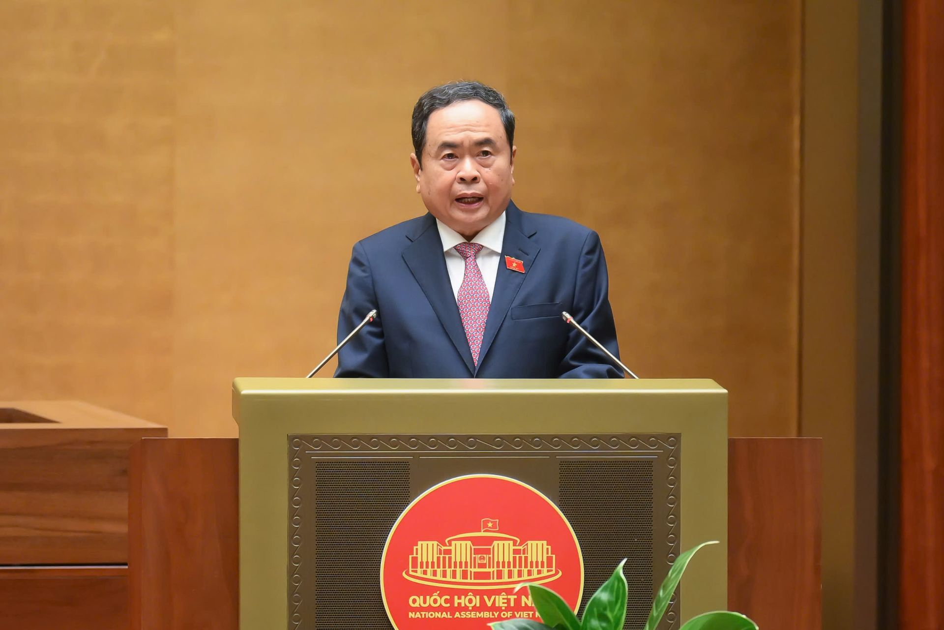 Chủ tịch Quốc hội Trần Thanh Mẫn phát biểu mở đầu phiên chất vấn và trả lời chất vấn tại Kỳ họp thứ 9. Ảnh quochoi.vn.