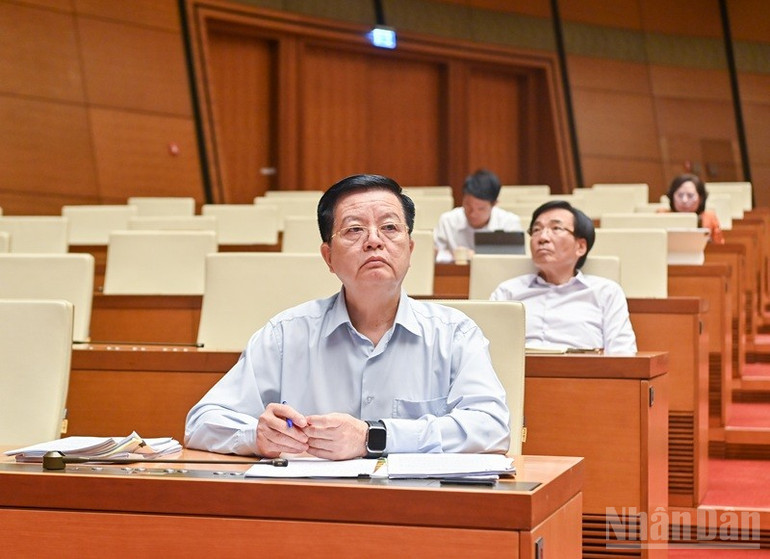 Phó Thủ tướng Mai Văn Chính và các thành viên Chính phủ tham dự phiên chất vấn. (Ảnh: DUY LINH)