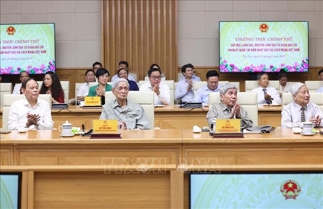 Nguyên lãnh đạo các cơ quan báo chí tham dự buổi gặp. Ảnh: Dương Giang/TTXVN Nguyên lãnh đạo các cơ quan báo chí tham dự buổi gặp. Ảnh: Dương Giang/TTXVN