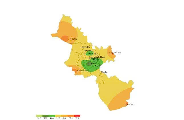 Bản đồ dự báo lượng mưa tại TPHCM trong 24 giờ tới. Nguồn: Đài Khí tượng Thủy văn Nam bộ và Tây Nguyên