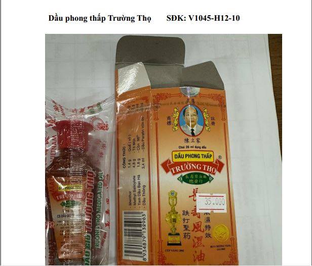 Sở Y tế Thanh Hóa cảnh báo người dân không sử dụng, kinh doanh thuốc giả Dầu phong thấp Trường Thọ