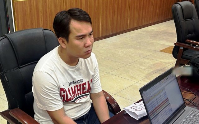 Đối tượng Huỳnh Văn An tại cơ quan công an.