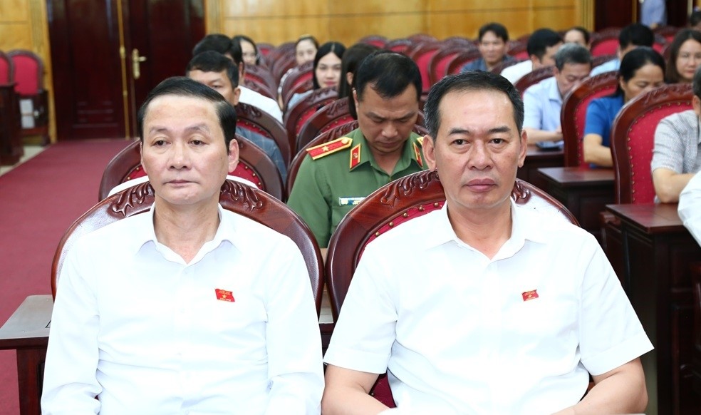 Các đồng chí: Đỗ Minh Tuấn, Phó Bí thư Tỉnh ủy, Chủ tịch UBND tỉnh; Trịnh Tuấn Sinh, Phó Bí thư Tỉnh ủy tham dự kỳ họp.