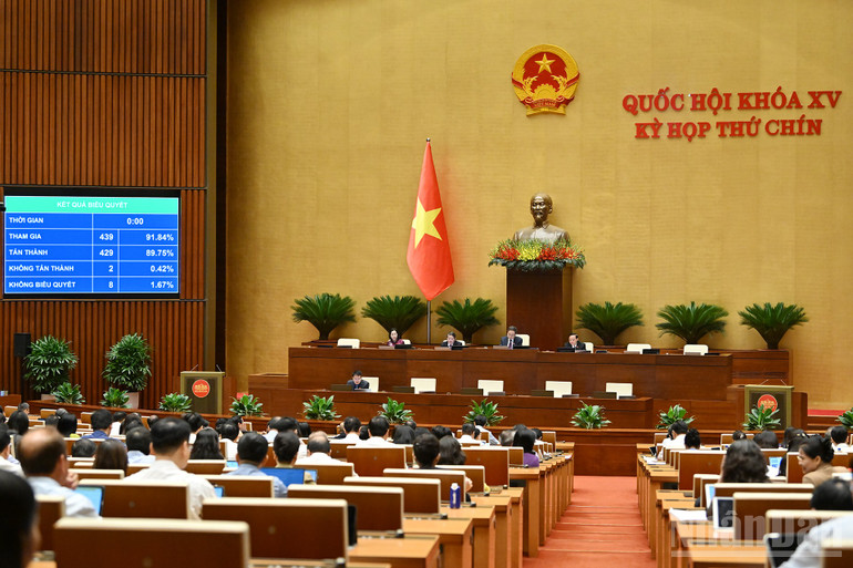 Quốc hội biểu quyết thông qua Luật sửa đổi, bổ sung một số điều của Bộ luật Hình sự. (Ảnh: THỦY NGUYÊN)