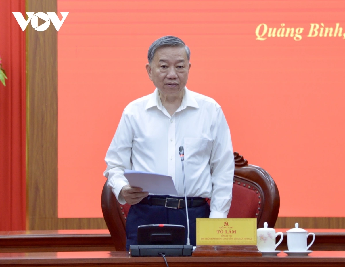 Tổng Bí thư Tô Lâm phát biểu tại buổi làm việc