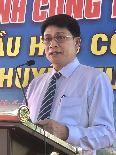 Ông Huỳnh Nam phát biểu tại Lễ Khánh thành. Ảnh: VH