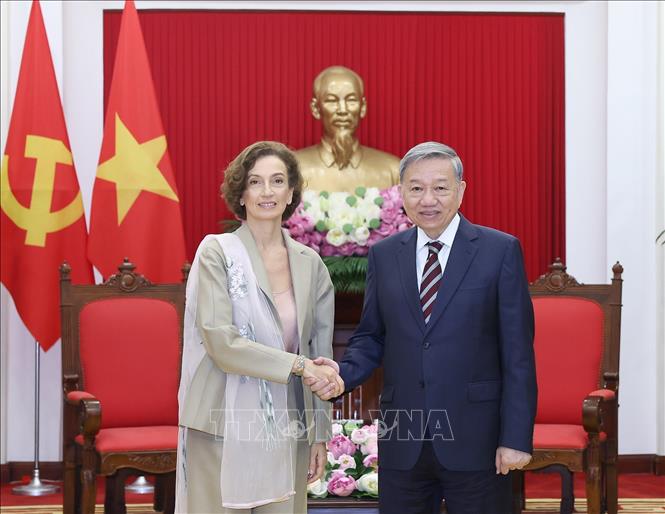 Tổng Bí thư Tô Lâm tiếp Tổng Giám đốc UNESCO Audrey Azoulay. Ảnh: Thống Nhất/TTXVN