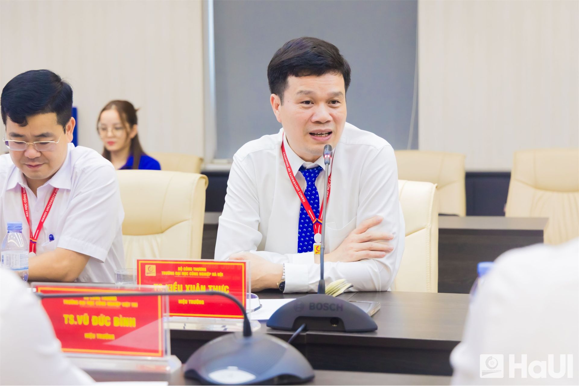 TS. Kiều Xuân Thực - Hiệu trưởng HaUI phát biểu tại buổi làm việc