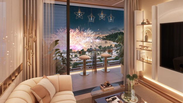 Mỗi căn hộ là một khoang nghỉ dưỡng giữa tầng không, mở ra bức tranh sống động của Xanh Island (Ảnh: Sun Property).