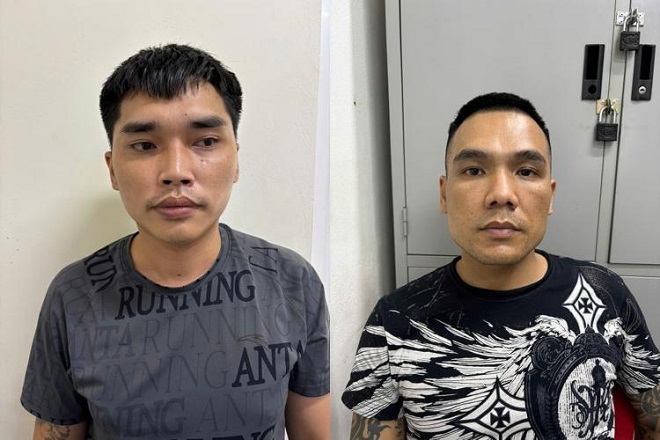 Hai đối tượng bị bắt giữ. Ảnh: Công an cung cấp Hai đối tượng bị bắt giữ. Ảnh: Công an cung cấp