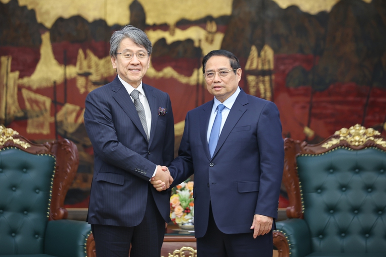 Thủ tướng Phạm Minh Chính tiếp ông Maeda Tadashi, Chủ tịch Hội đồng quản trị Ngân hàng Hợp tác quốc tế Nhật Bản (JBIC) - Ảnh: VGP/Nhật Bắc Thủ tướng Phạm Minh Chính tiếp ông Maeda Tadashi, Chủ tịch Hội đồng quản trị Ngân hàng Hợp tác quốc tế Nhật Bản (JBIC) - Ảnh: VGP/Nhật Bắc