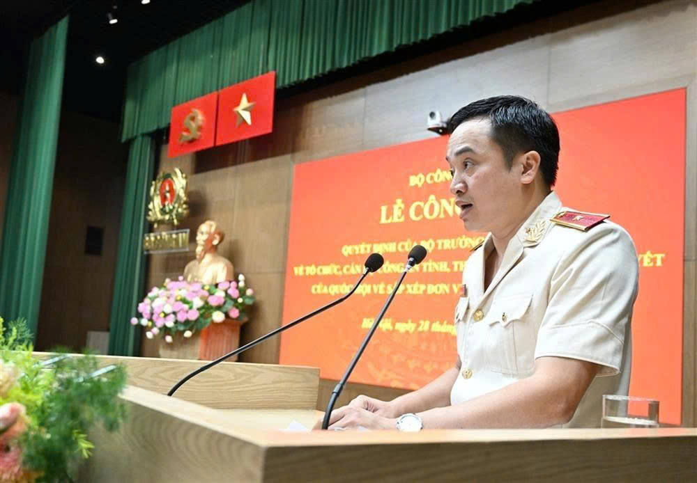 Thiếu tướng Mai Hoàng, Giám đốc Công an TP.HCM phát biểu tại buổi Lễ (Ảnh: Bộ Công an)