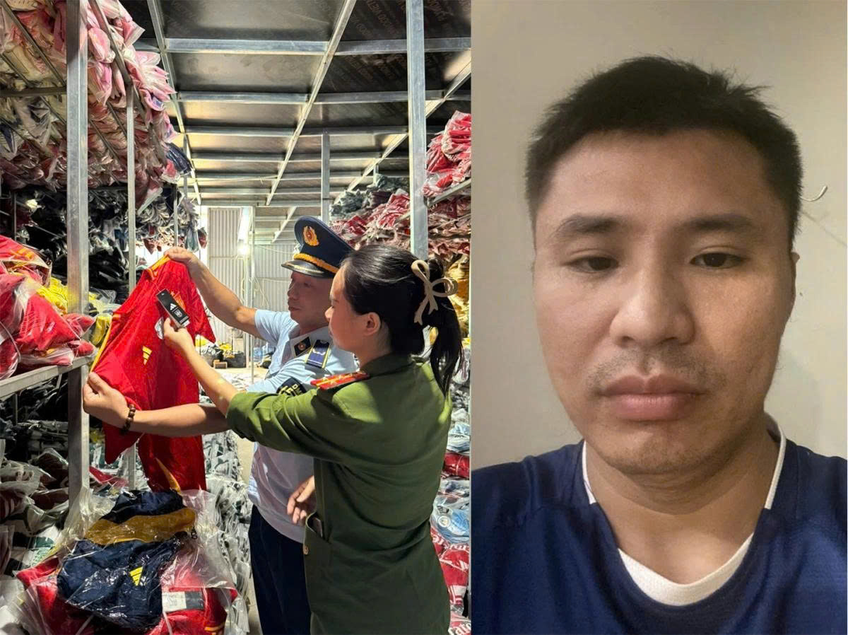 Ảnh đối tượng và cơ quan chức năng đang kiểm tra kho hàng của đối tượng. Ảnh: Công an cung cấp Ảnh đối tượng và cơ quan chức năng đang kiểm tra kho hàng của đối tượng. Ảnh: Công an cung cấp