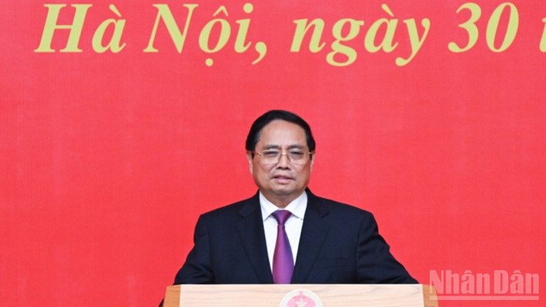 Thủ tướng Phạm Minh Chính phát biểu ý kiến chỉ đạo và giao nhiệm vụ tại buổi lễ.