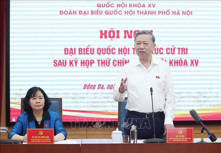 Tổng Bí thư Tô Lâm phát biểu tại cuộc tiếp xúc cử tri.