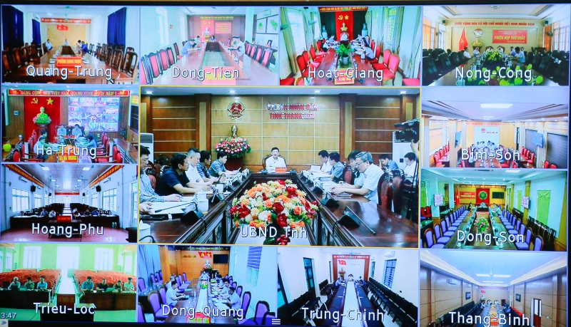 Điểm cầu UBND tỉnh và các xã, phường có liên quan.