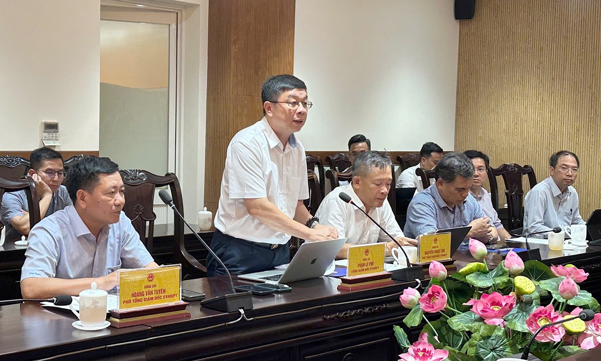 Tổng giám đốc EVNNPT Phạm Lê Phú nêu các kiến nghị tại buổi làm việc