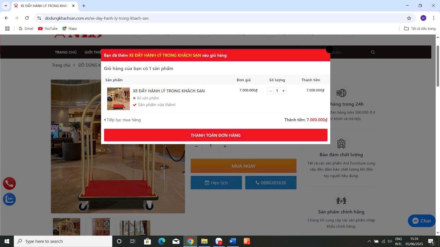 Hình ảnh website Hộ kinh doanh sử dụng để giới thiệu và bán sản phẩm trực tuyến