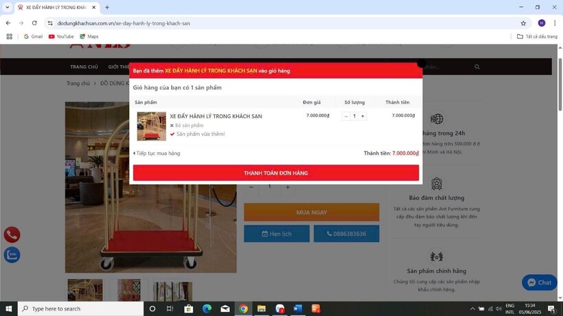 Hình ảnh website hộ kinh doanh sử dụng để giới thiệu và bán sản phẩm trực tuyến. Ảnh: Quản lý thị trường Thanh Hóa