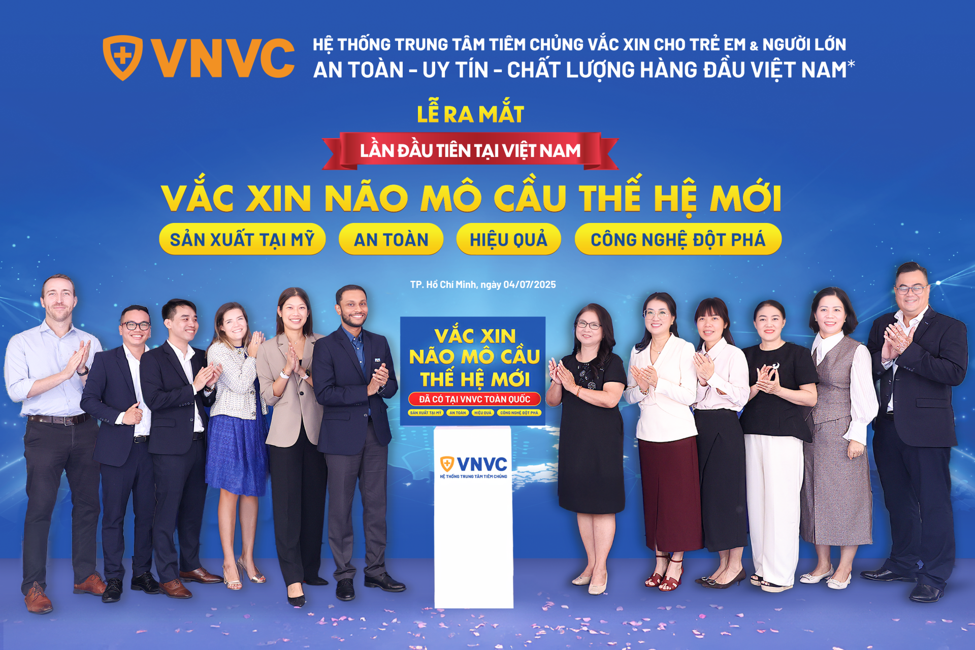 Hệ thống Tiêm chủng VNVC vừa công bố ra mắt và triển khai tiêm vắc xin não mô cầu thế hệ mới tại 230 trung tâm trên toàn quốc. Ảnh: Mộc Thảo