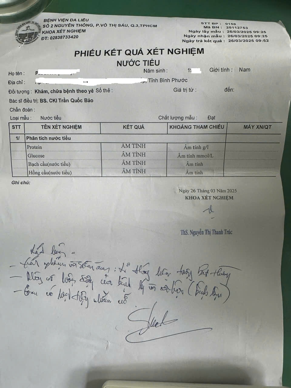 Kết quả khám bệnh của Bệnh viện Da liễu TP. Hồ Chí Minh Kết quả khám bệnh của Bệnh viện Da liễu TP. Hồ Chí Minh