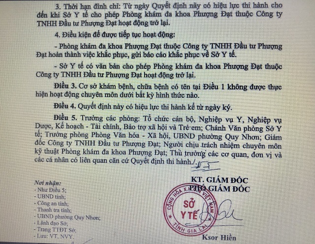 Quyết định số 1568/QĐ-SYT. Ảnh: H-Viết Quyết định số 1568/QĐ-SYT. Ảnh: H-Viết