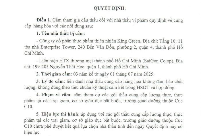 Quyết định cấm tham gia dự thầu đối với 2 đơn vị Quyết định cấm tham gia dự thầu đối với 2 đơn vị