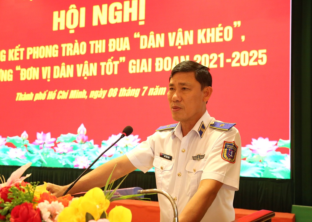 Thiếu tướng Ngô Bình Minh, Tư lệnh Vùng CSB 3 phát biểu tại hội nghị