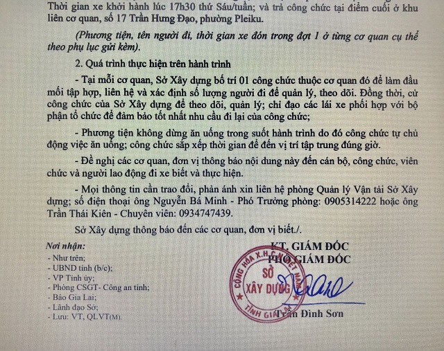 Công văn số 124/SXD-VT . Ảnh: Viết Hiền Công văn số 124/SXD-VT . Ảnh: Viết Hiền