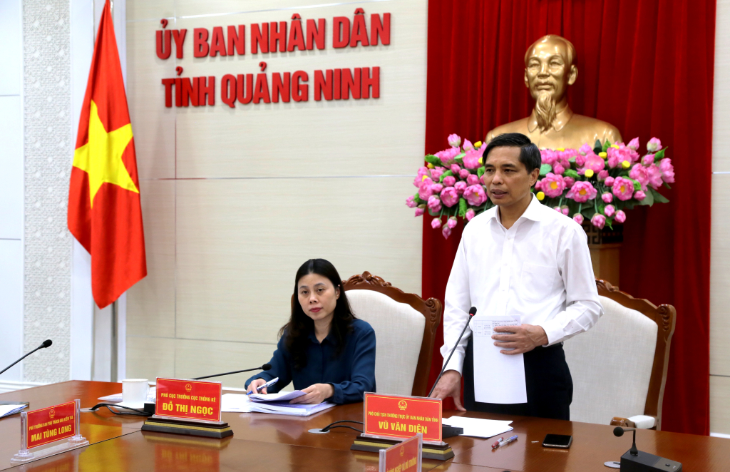 Ông Vũ Văn Diện, Phó Chủ tịch Thường trực UBND tỉnh Quảng Ninh phát biểu tại buổi làm việc.