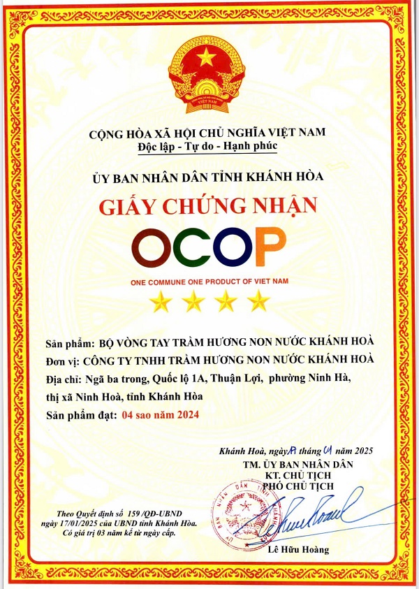 Sản phẩm Trầm Hương Khánh Hòa đạt chứng nhận OCOP 4 sao